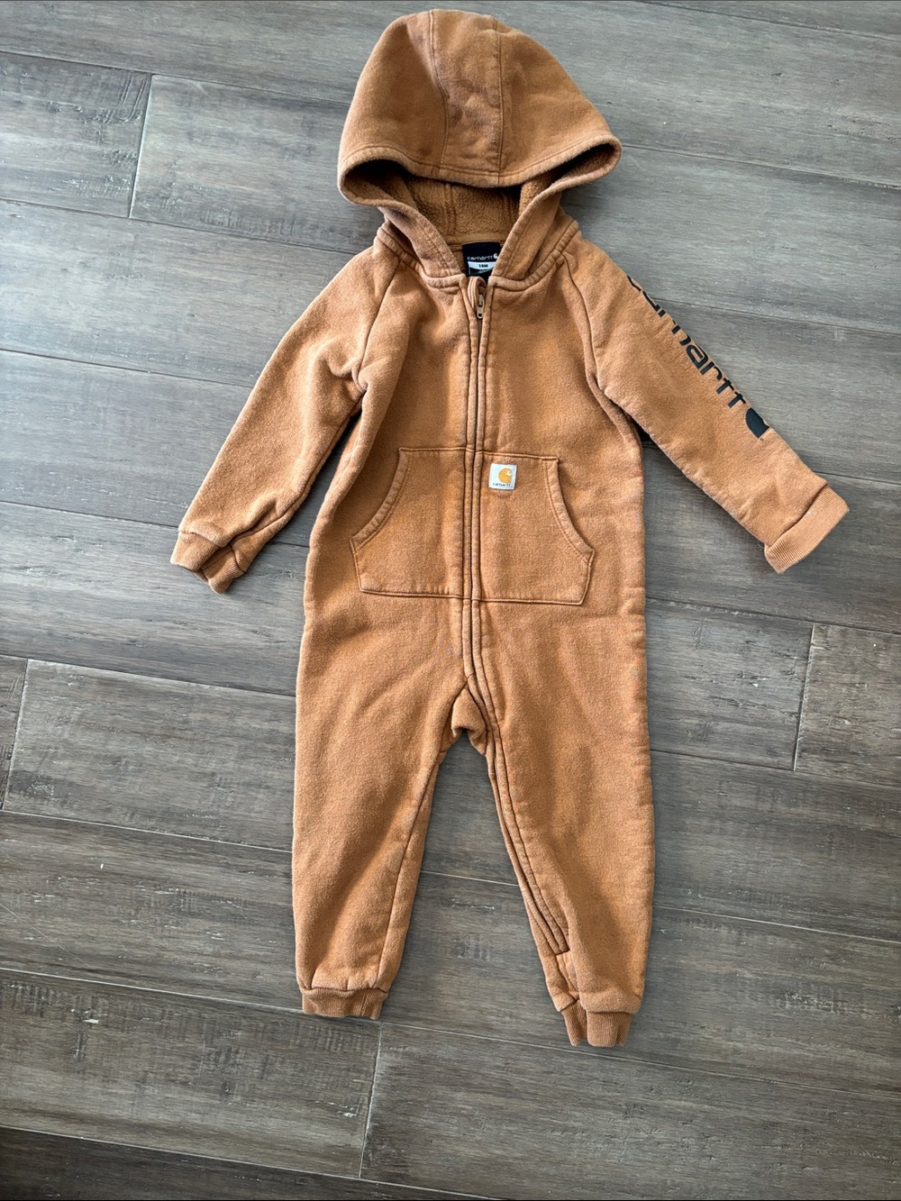 Carhartt Tan Hooded Fleece Jumpsuit 18M